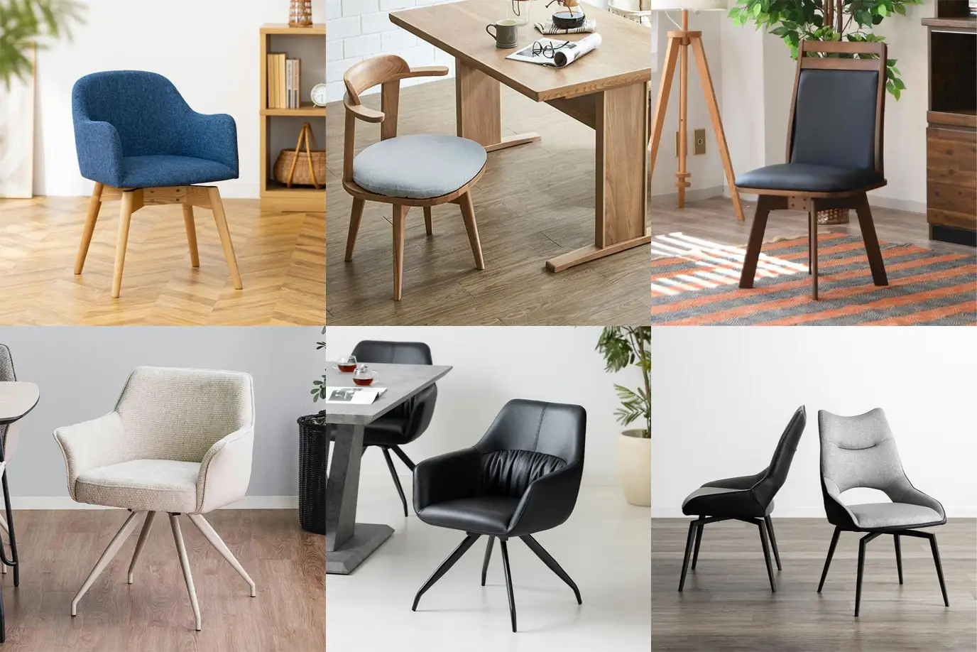 たくさんの回転式ダイニングチェアの画像